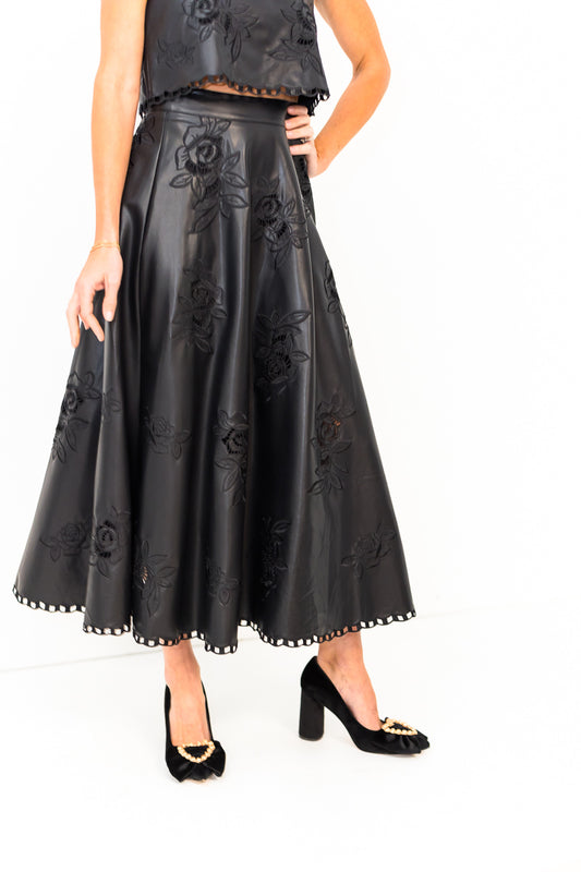 Karina Vegan Leather Skirt in Black