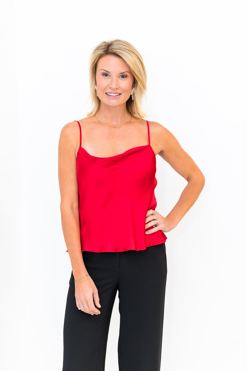 Thea Solid Top in Ruby Red