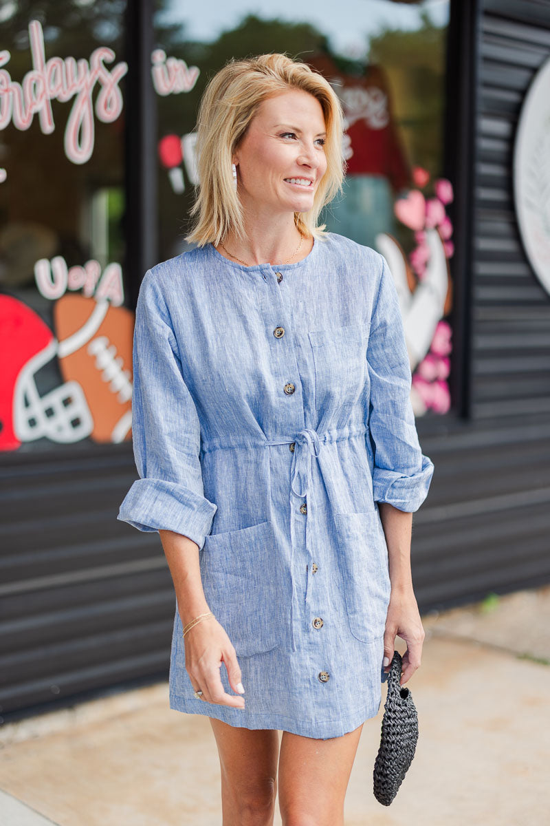 The Mason Dress in Denim Linen