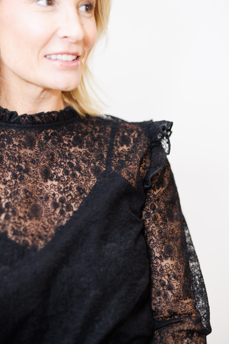 Cara Lace Top in Jet Black