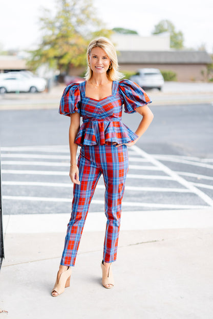 Carson Pant in Stretch Plaid