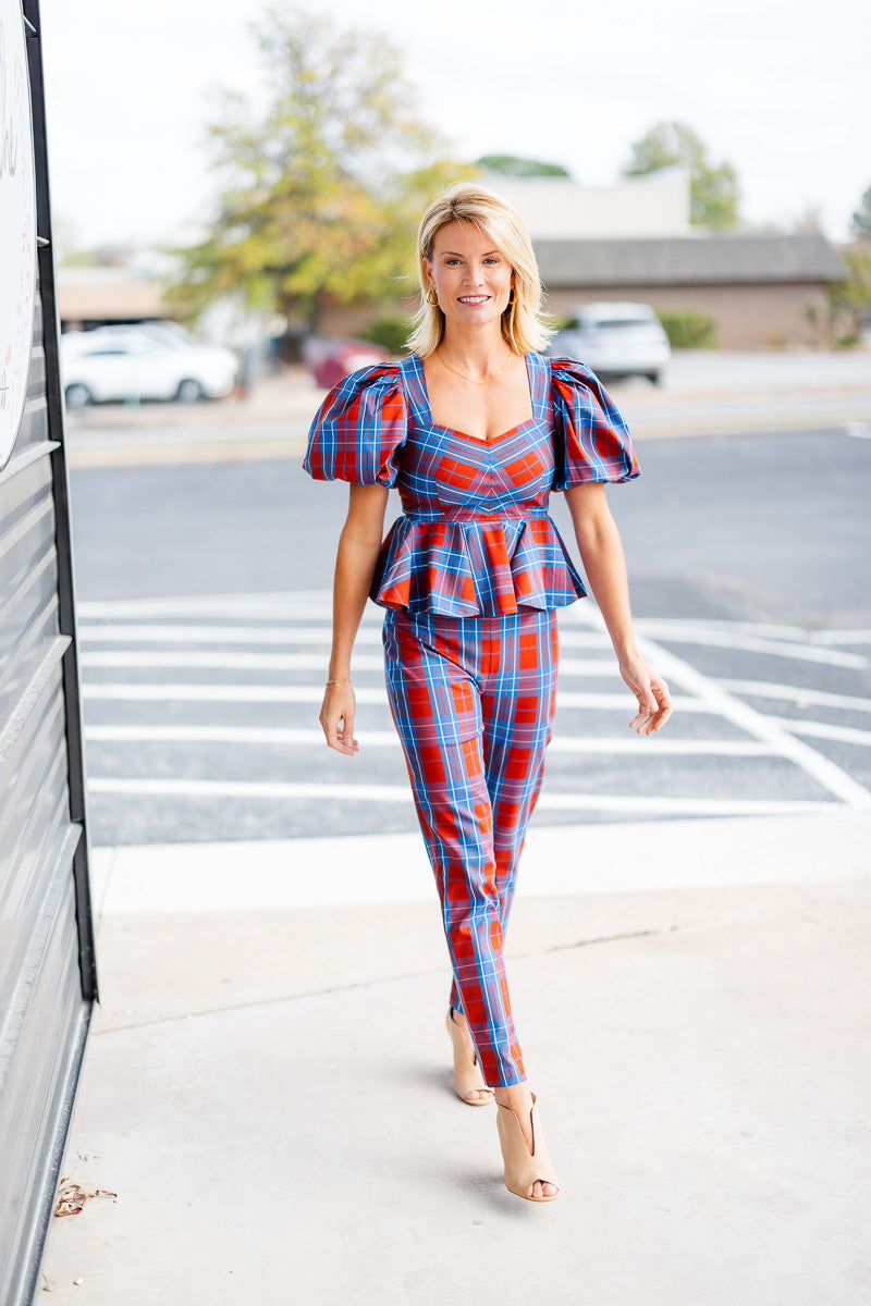 Kaia Top in Stretch Plaid