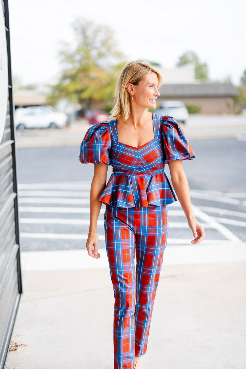 Kaia Top in Stretch Plaid