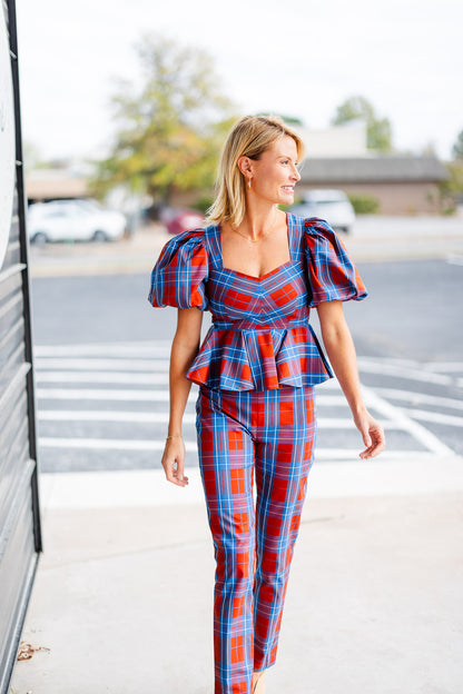 Carson Pant in Stretch Plaid