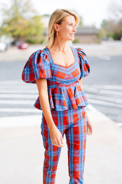 Kaia Top in Stretch Plaid