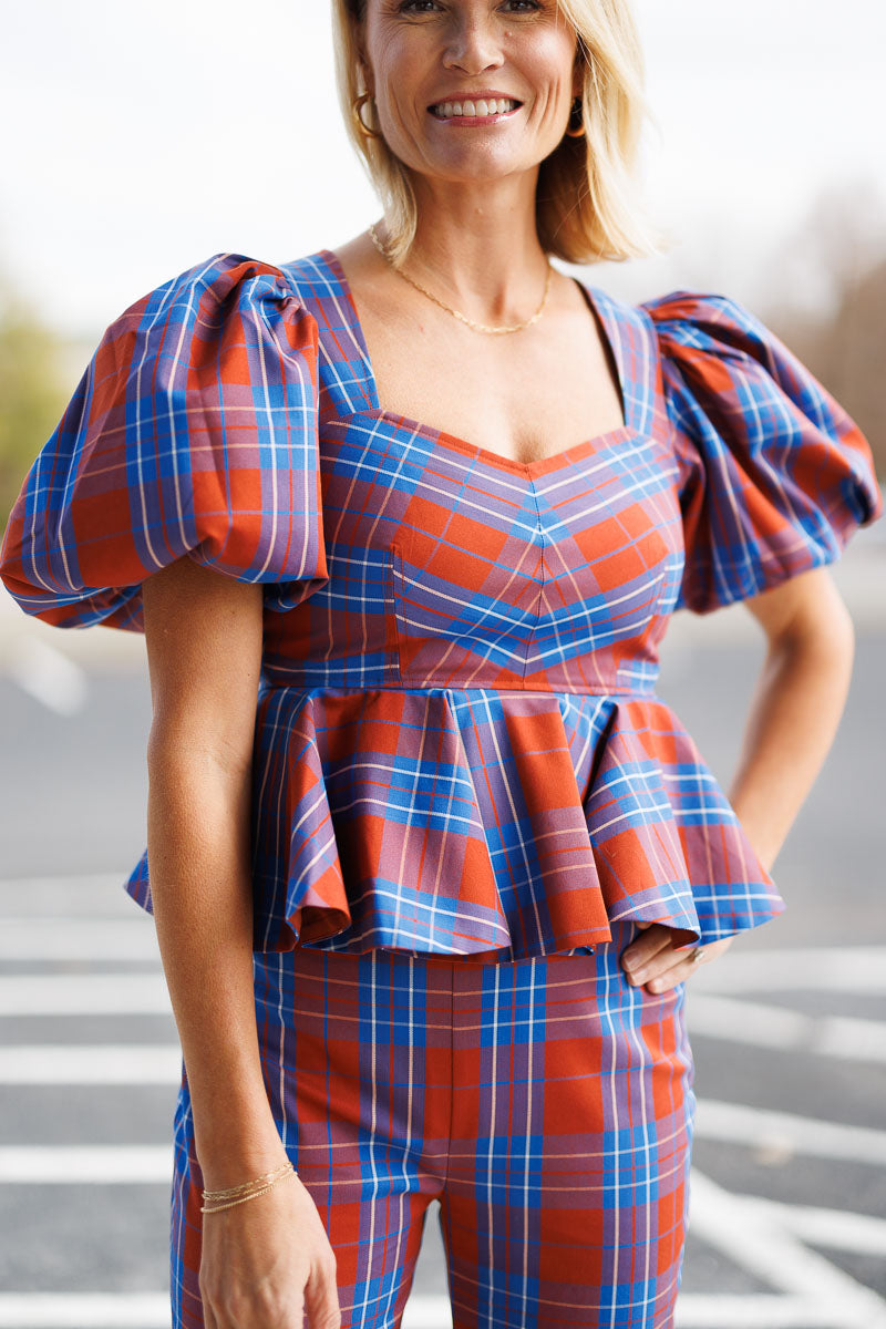 Kaia Top in Stretch Plaid