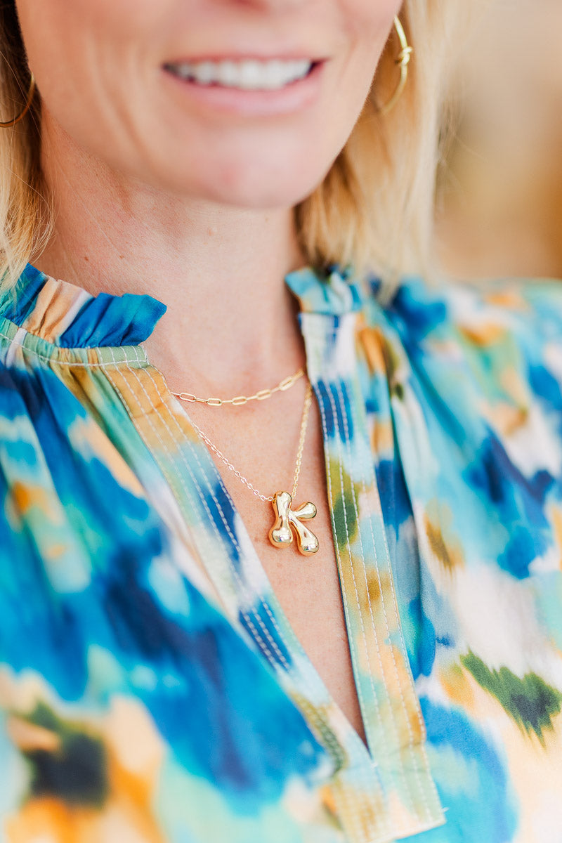 Water drop initial necklace