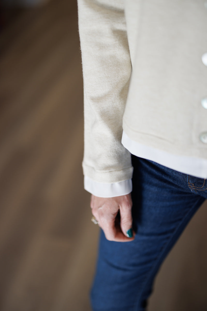 Shirley V-neck Layered Sweater in Oatmeal