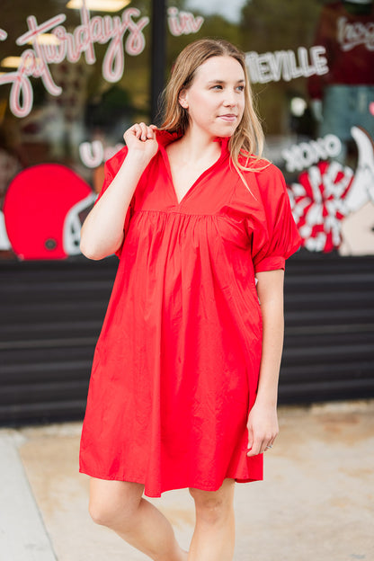 High Neck Dress in Red