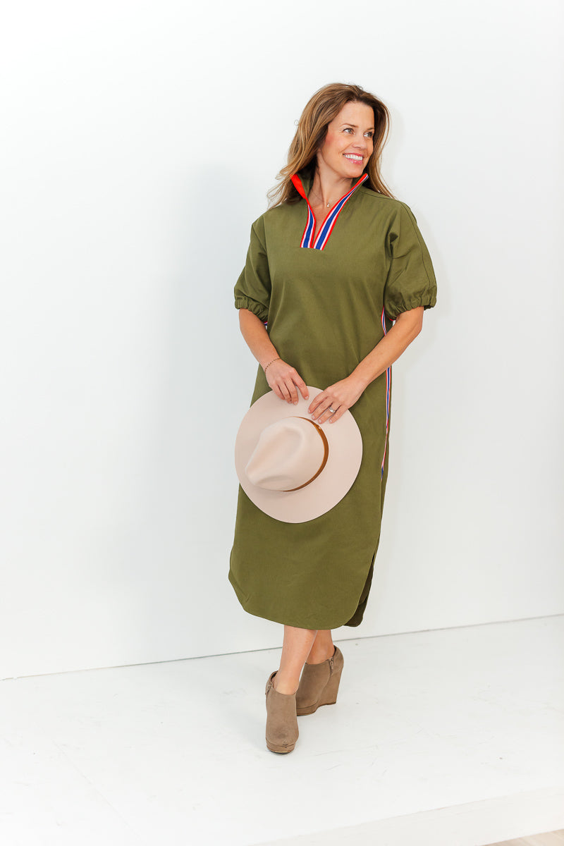 Poppy Caftan Dress in Army