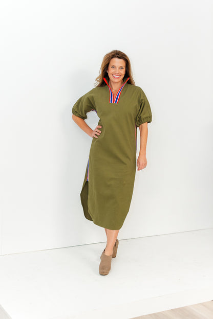 Poppy Caftan Dress in Army