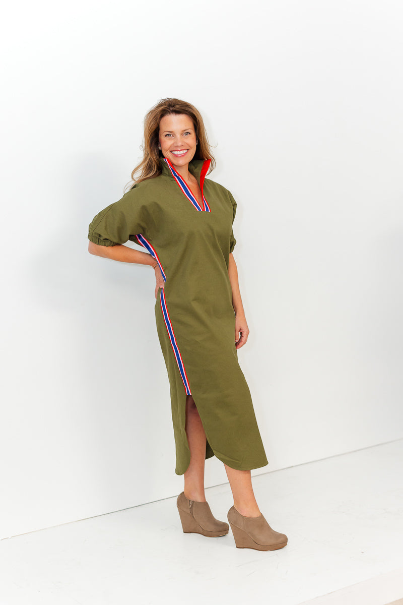 Poppy Caftan Dress in Army