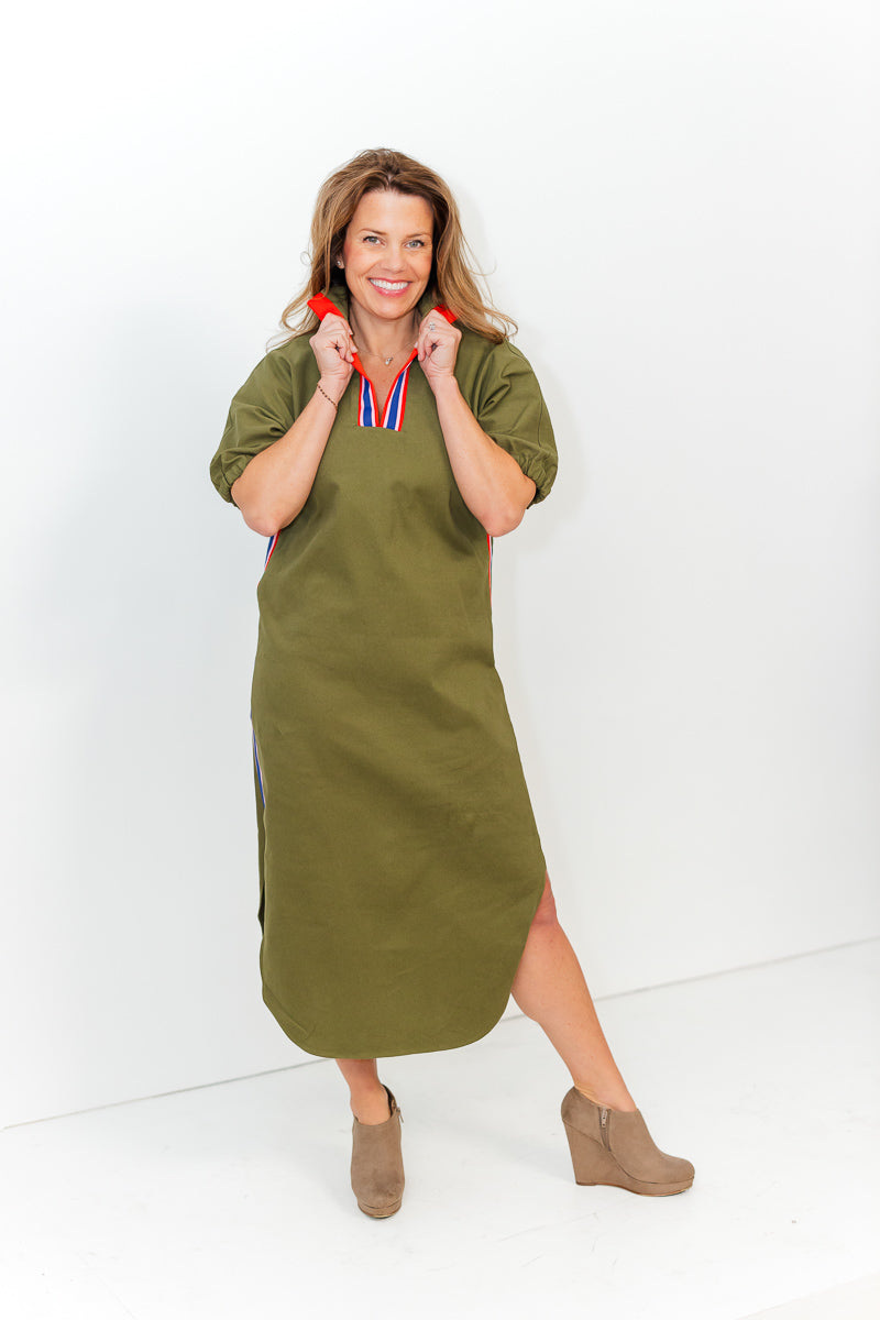 Poppy Caftan Dress in Army