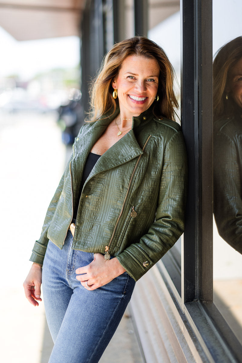 Mia Moto Jacket in Olive Night