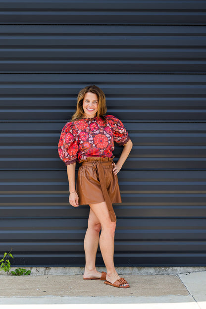 Gigi Tapestry Blouse in Brown