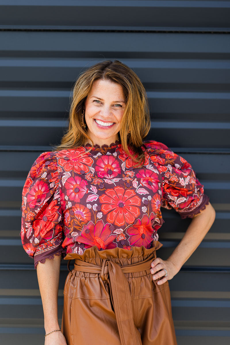 Gigi Tapestry Blouse in Brown