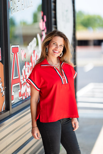 Poppy Pullover in Red Varsity Ombre