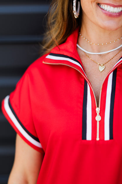 Poppy Pullover in Red Varsity Ombre