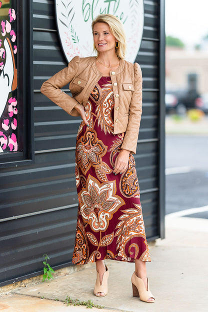 Cropped Quilted Jacket in Camel