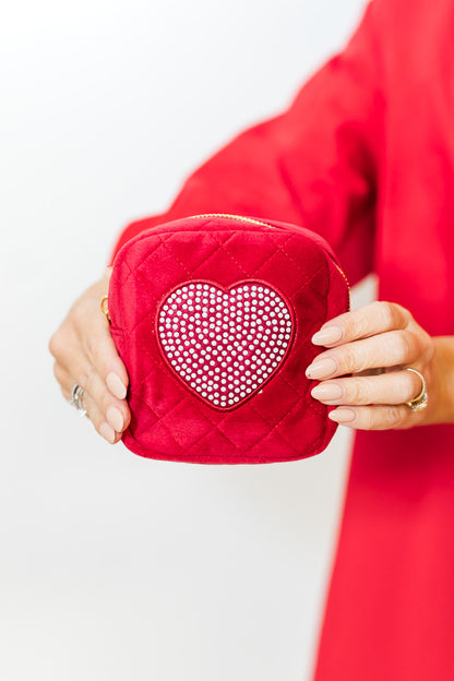 Mini Red Velvet Heart Makeup Bag