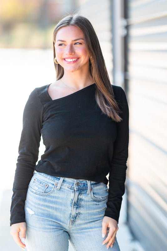 Anita Asymmetrical Top in Jet Black