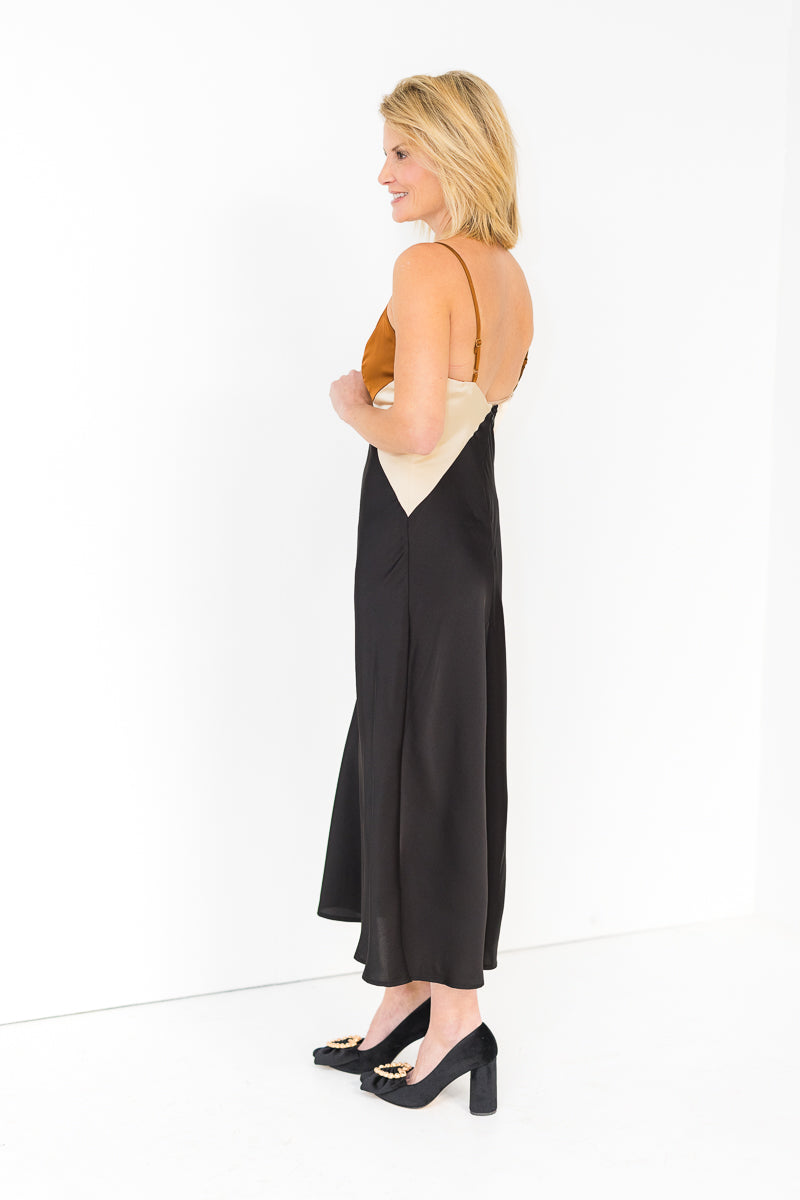 Colorblock Slip Midi Dress