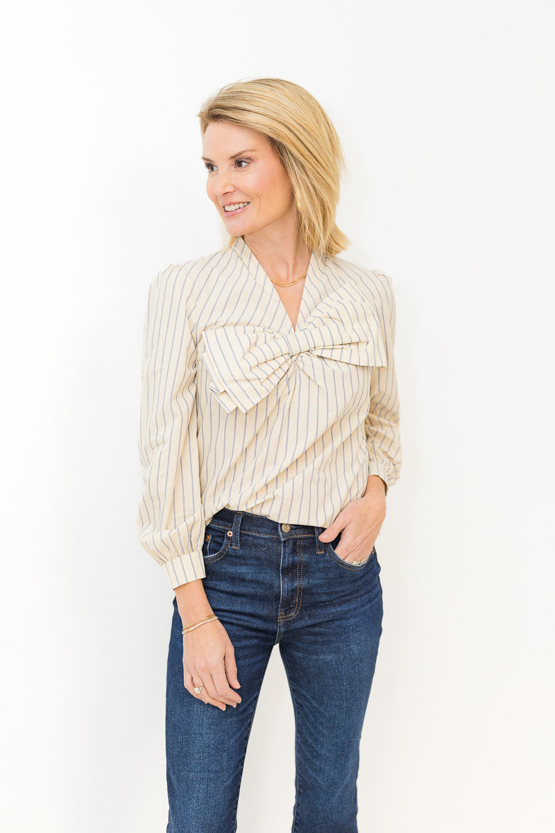 Lila Bow Detail Blouse in Natural