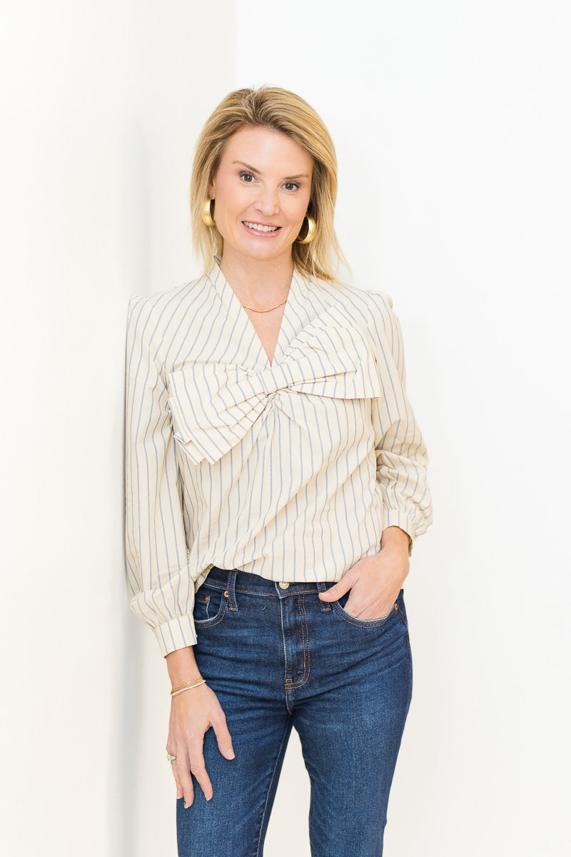 Lila Bow Detail Blouse in Natural