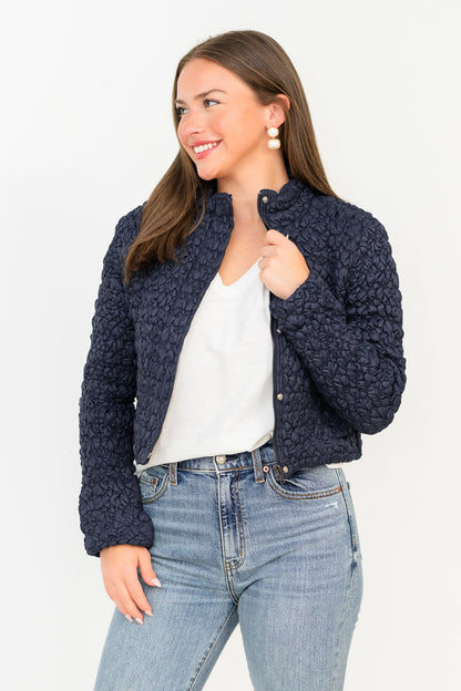 Quilted Puffer Jacket in Navy