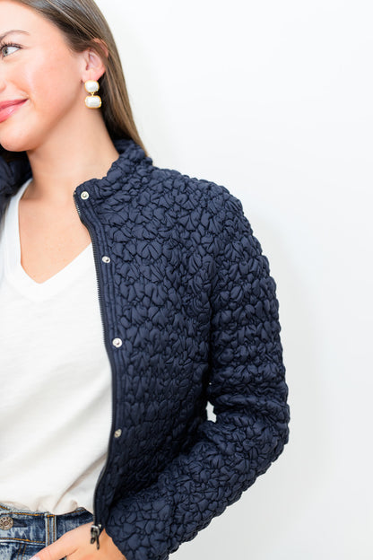 Quilted Puffer Jacket in Navy