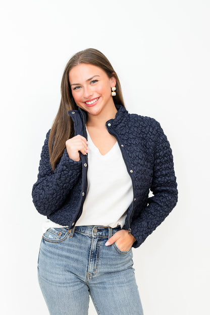 Quilted Puffer Jacket in Navy