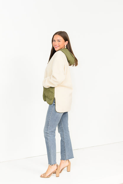 Talia Faux Sheep Parka in Olive