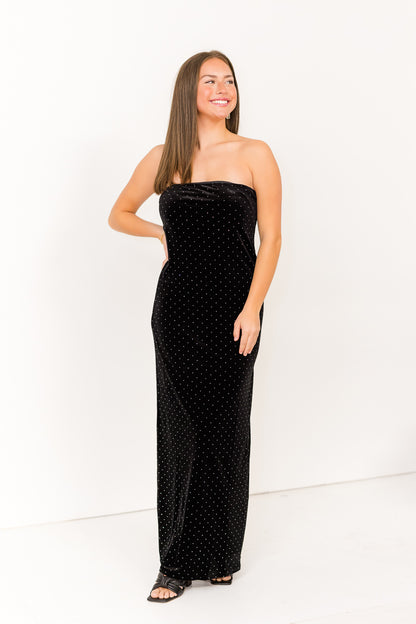 Adeline Dress in Black Velvet