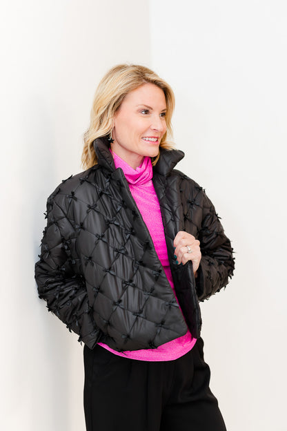 Vivian Bow Puffer in Black