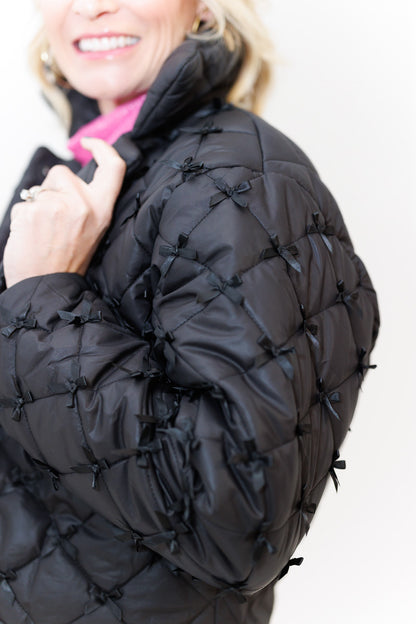 Vivian Bow Puffer in Black