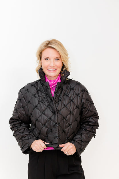 Vivian Bow Puffer in Black