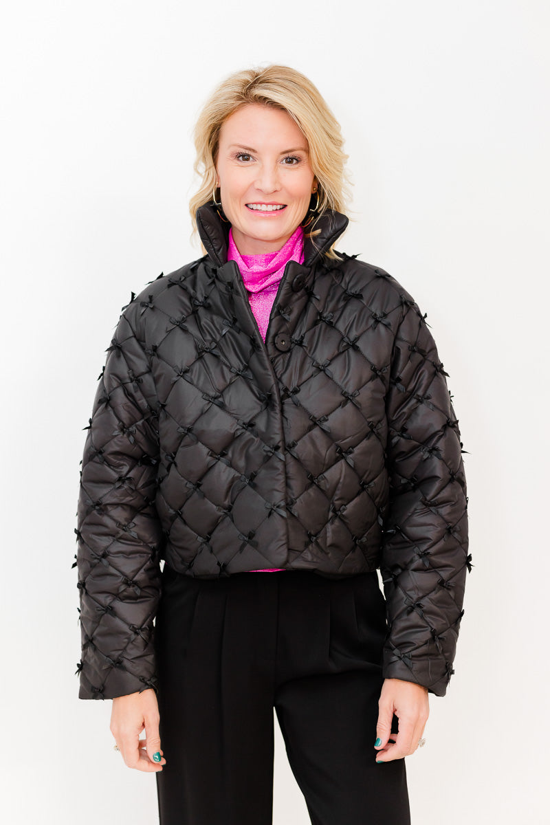 Vivian Bow Puffer in Black