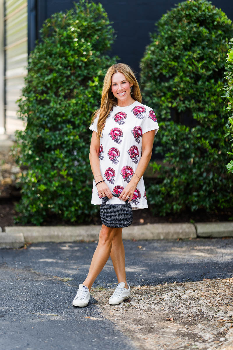 White Razorback Helmet Tee Dress