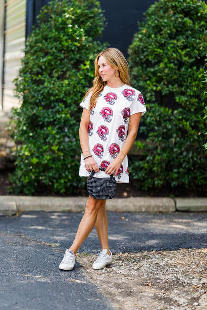 White Razorback Helmet Tee Dress