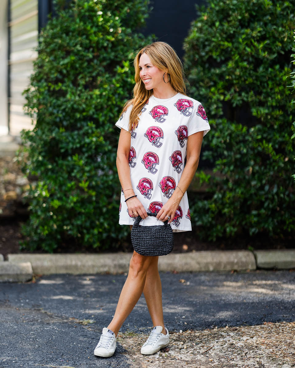 White Razorback Helmet Tee Dress