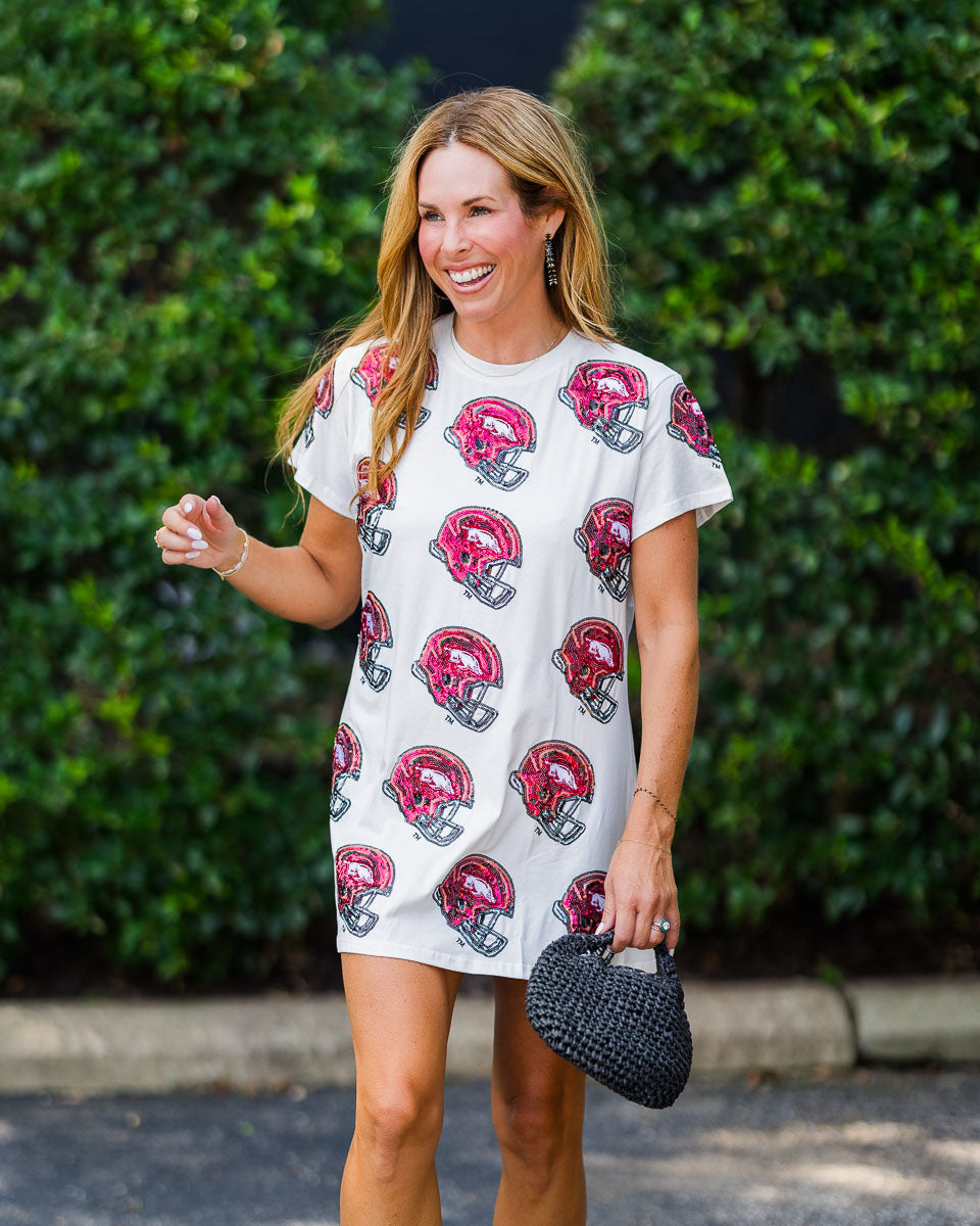 White Razorback Helmet Tee Dress