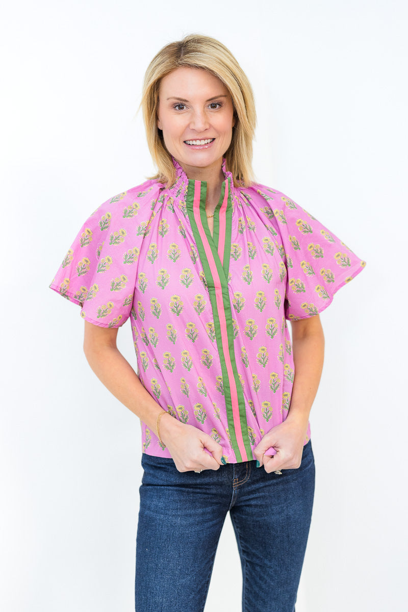 Lyla Flower Print Top in Orchid