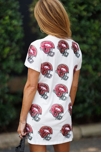 White Razorback Helmet Tee Dress