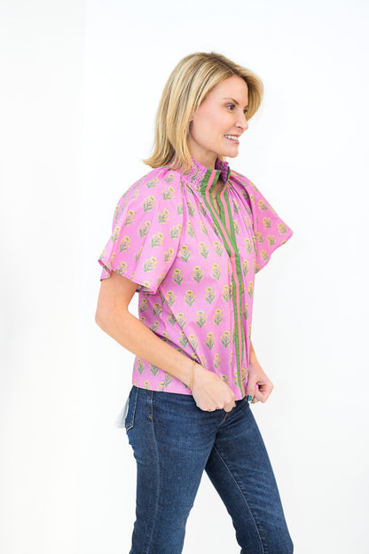 Lyla Flower Print Top in Orchid