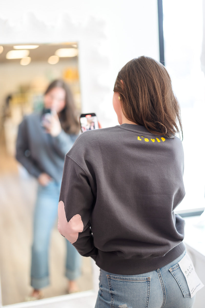 Boyfriend Heart SweatShirt in Faded Carbon