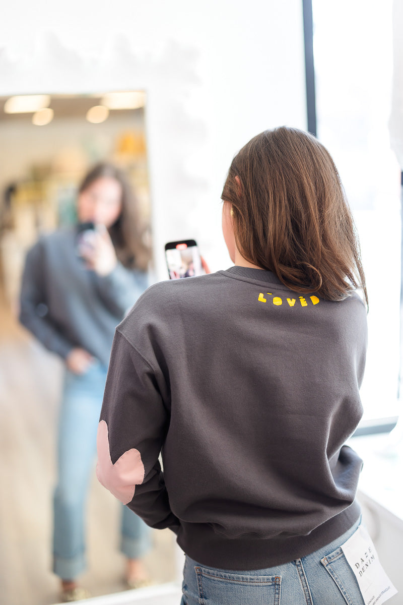 Boyfriend Heart SweatShirt in Faded Carbon