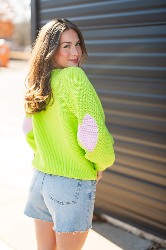 Ricki Imperfect Heart Sweater in Lime