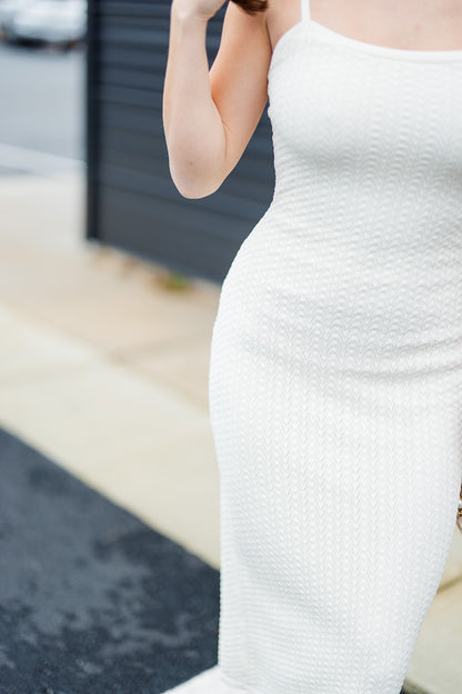 Cotton Pointelle Maxi Dress in Cream