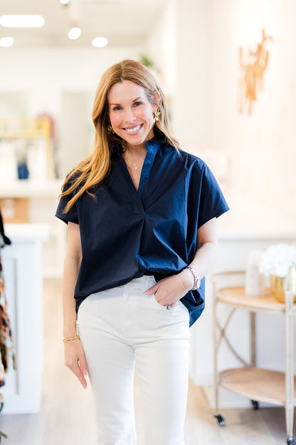 Cele Rhodes Poplin Shirt in Marine