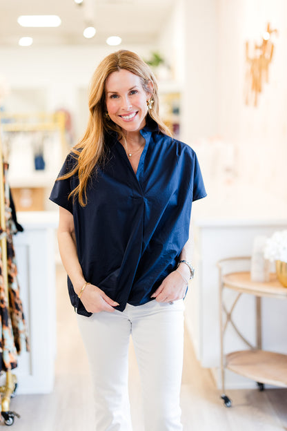 Cele Rhodes Poplin Shirt in Marine